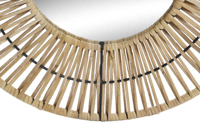 DKD Home Decor Espejo de Ratán Diseño Abanico Marrón Natural