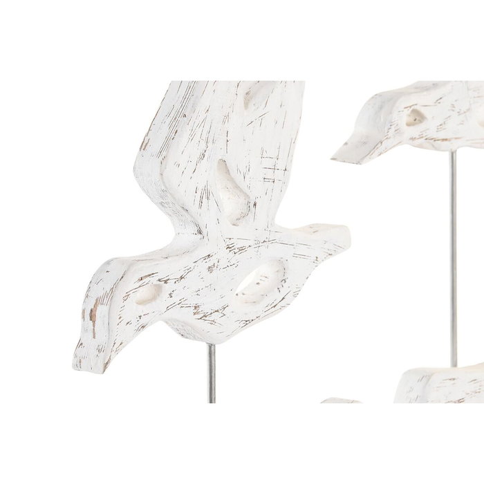DKD Home Decor Figura de Pájaro en Mango y Hierro Blanco y Marrón