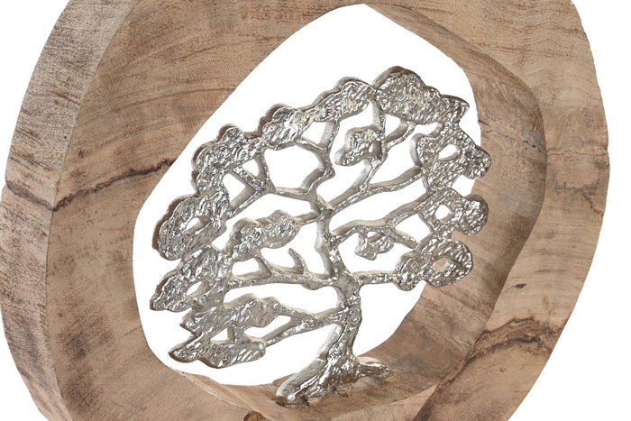 DKD Home Decor Decoración Árbol Tallado en Mango y Aluminio