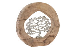 DKD Home Decor Decoración Árbol Tallado en Mango y Aluminio