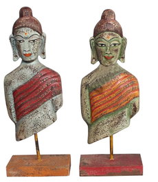 DKD Home Decor Figuras de Buda en Mango y Hierro, Surtido de 2 Unidades, Verde y Azul