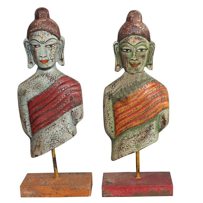DKD Home Decor Figuras de Buda en Mango y Hierro, Surtido de 2 Unidades, Verde y Azul DKD Home Decor Figuras de Buda en Mango y Hierro, Surtido de 2 Unidades, Verde y Azul