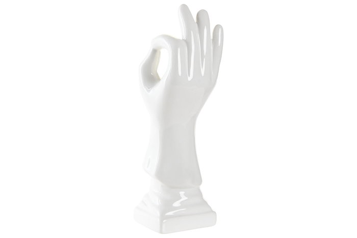 DKD Home Decor Figura Decorativa de Gres Blanco con Detalles de Mano 7 x 25 x 7 cm (3 Unidades)