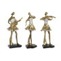 DKD Home Decor Set de 3 Figuras de Bailarina y Músico en Resina, Dorado y Negro