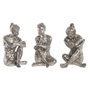 DKD Home Decor Set de 3 Figuras de Resina Plateadas de 17x15x26 cm
