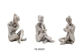 DKD Home Decor Set de 3 Figuras de Resina Plateadas de 17x15x26 cm