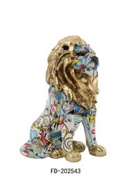 DKD Home Decor Figura de León Dorado en Resina