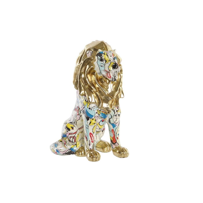 DKD Home Decor Figura de León Dorado en Resina