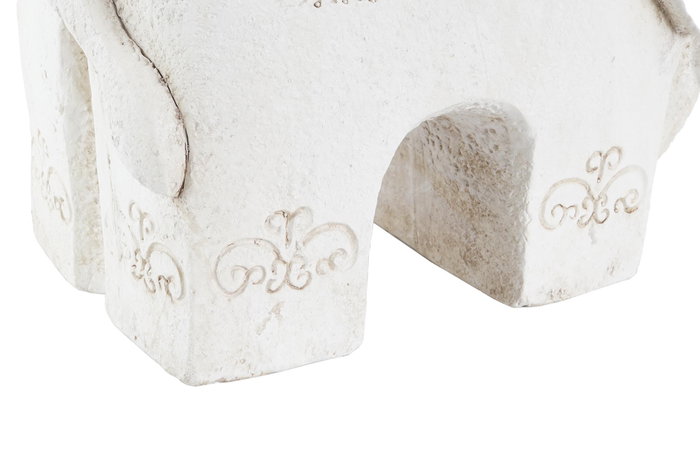 DKD Home Decor Figura de Buda con elefante en magnesio envejecido Blanco