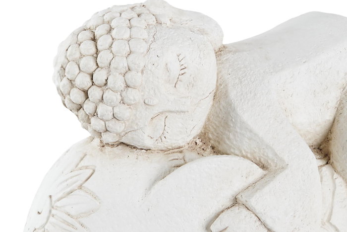 DKD Home Decor Figura de Buda con Elefante Envejecido Blanco