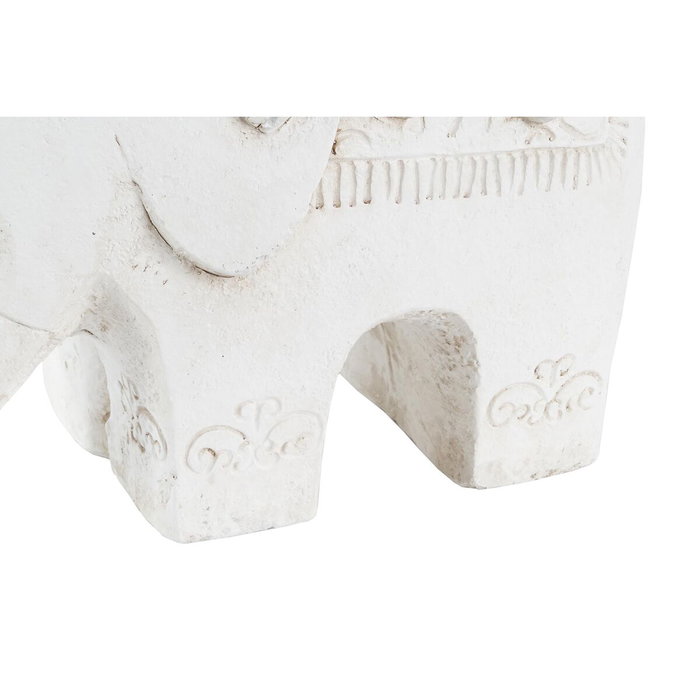 DKD Home Decor Figura de Buda con Elefante Envejecido Blanco