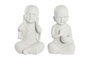 DKD Home Decor Figura Magnesia Monje Surtido de 2 Unidades Blanco