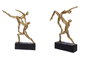 DKD Home Decor Figura de Resina Gimnastas, Set de 2, Dorado y Negro