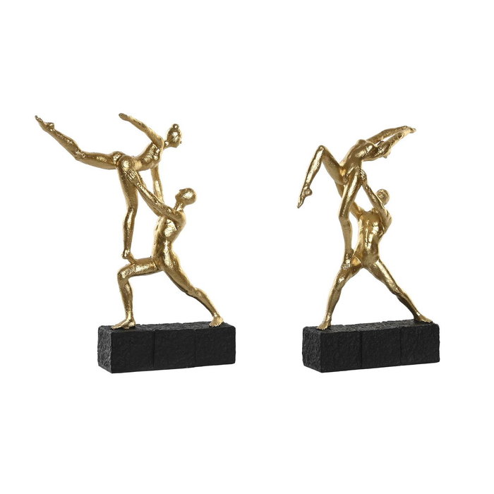 DKD Home Decor Figura de Resina Gimnastas, Set de 2, Dorado y Negro DKD Home Decor Figura de Resina Gimnastas, Set de 2, Dorado y Negro