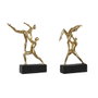 DKD Home Decor Figura de Resina Gimnastas, Set de 2, Dorado y Negro