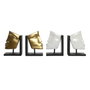 DKD Home Decor Set de 2 Sujetalibros de Resina Dorado y Blanco
