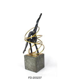 DKD Home Decor Figura de Gimnasta en Resina y Metal Negro y Dorado
