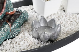 DKD Home Decor Figura Oriental Verde Blanco Resina Piedra Jardín Zen 16.5 x 15.5 x 32 cm (2 Unidades)