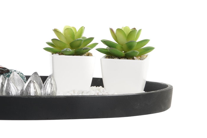 DKD Home Decor Figura Oriental Verde Blanco Resina Piedra Jardín Zen 16.5 x 15.5 x 32 cm (2 Unidades)