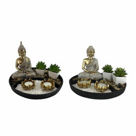 DKD Home Decor Figura de Resina Jardín Zen Surtido de 2 Unidades
