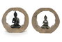 DKD Home Decor Figura de Buda sobre Tronco en Resina, Pack de 2 unidades