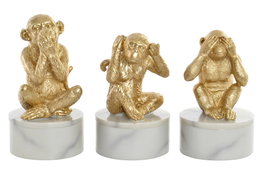 DKD Home Decor Figura de Resina con Acabado Mármol, Surtido de 3 Piezas