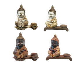 DKD Home Decor Figura de Buda en Resina Surtido de 4 Unidades