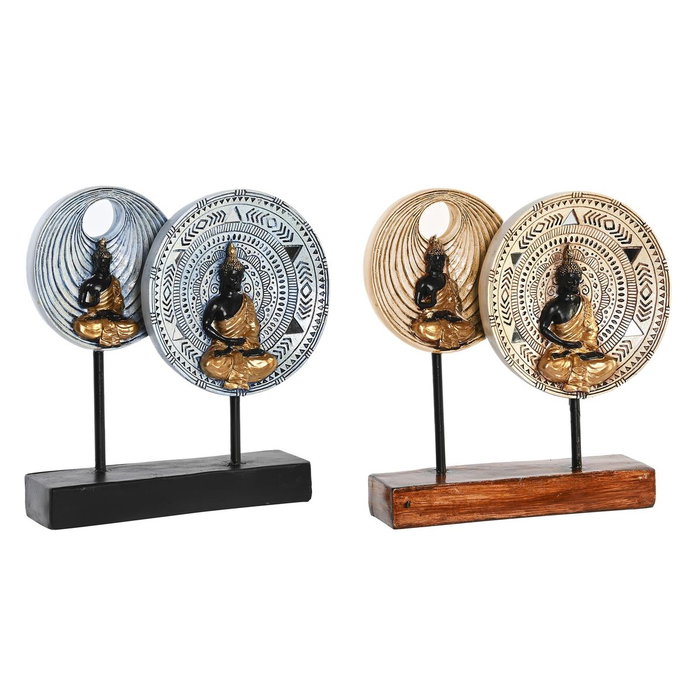 DKD Home Decor Figura de Budas de Resina y Metal, Surtido de 2 Unidades