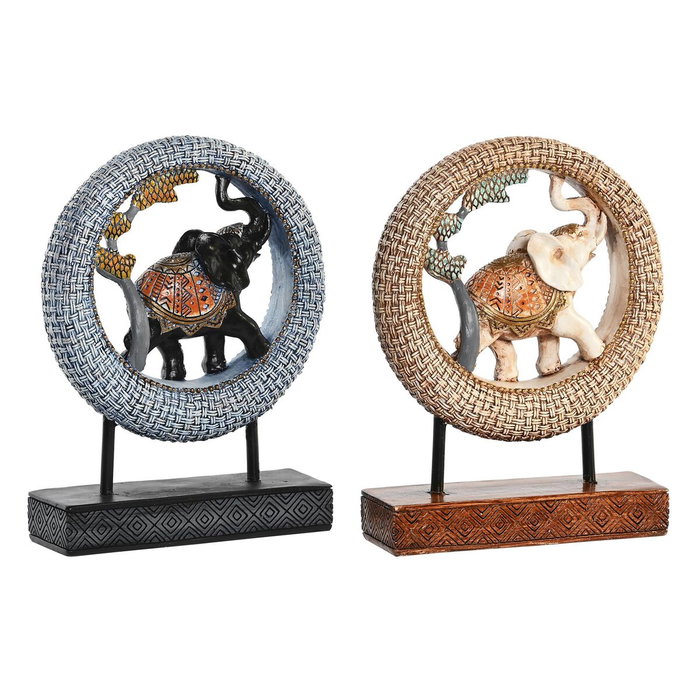 DKD Home Decor Figura de Elefante en Resina y Metal, Surtido de 2 Piezas