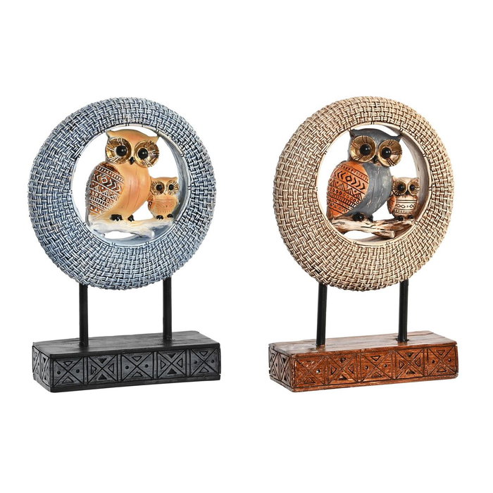 DKD Home Decor Figuras de Búhos en Resina y Metal, Surtido de 2 Piezas