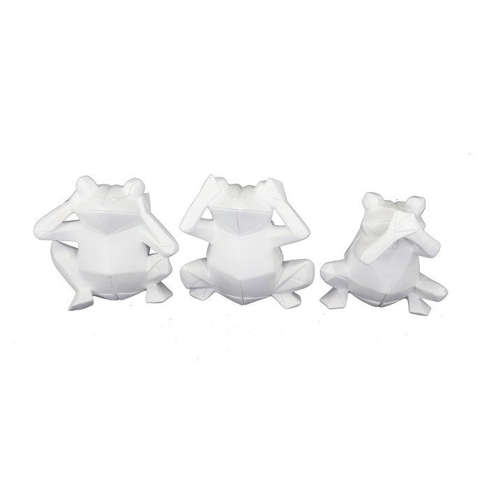 DKD Home Decor Figura de Resina Rana Surtido de 3 Unidades Blanco