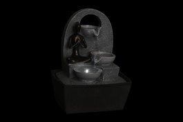 DKD Home Decor Fuente Indio Gris Negro 15 x 24 x 20 cm (2 Unidades)