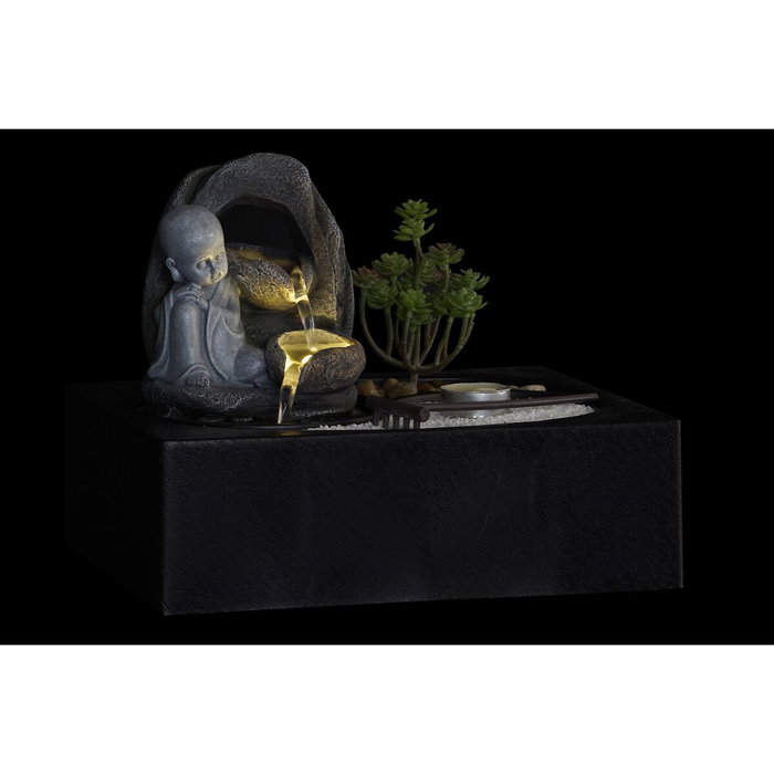 DKD Home Decor Fuente de Resina LED Buda Surtido de 2 Unidades (Negro y Gris) inevitablemente