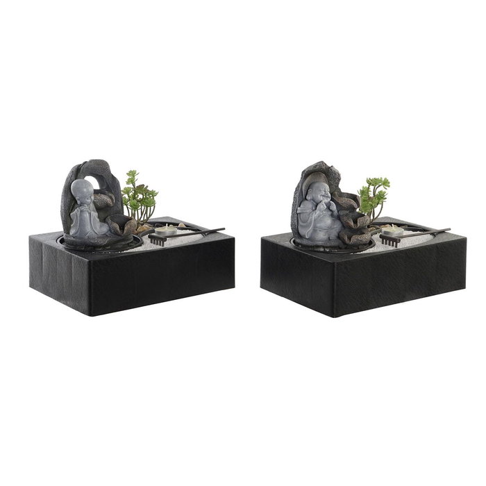 DKD Home Decor Fuente de Resina LED Buda Surtido de 2 Unidades (Negro y Gris) inevitablemente