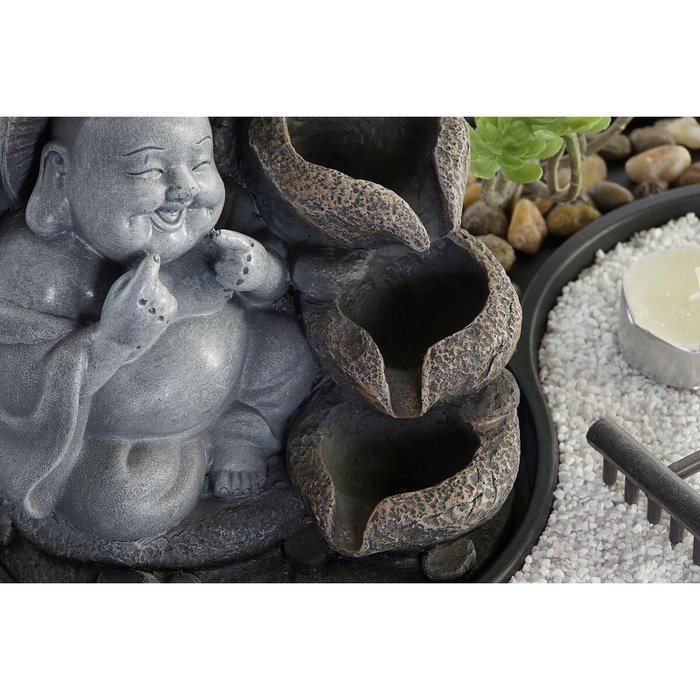 DKD Home Decor Fuente de Resina LED Buda Surtido de 2 Unidades (Negro y Gris) inevitablemente