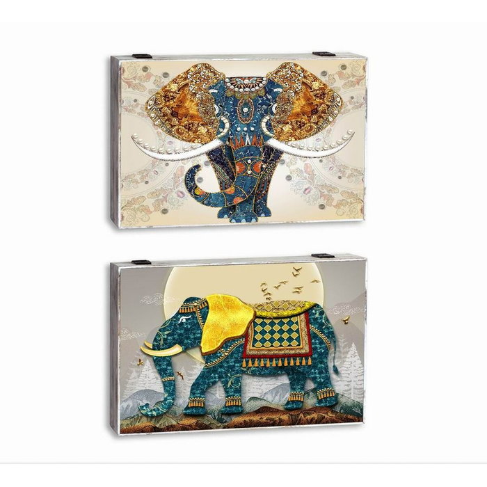 DKD Home Decor Tapa Contador MDF Elefante Surtido de 2 Unidades DKD Home Decor Tapa Contador MDF Elefante Surtido de 2 Unidades