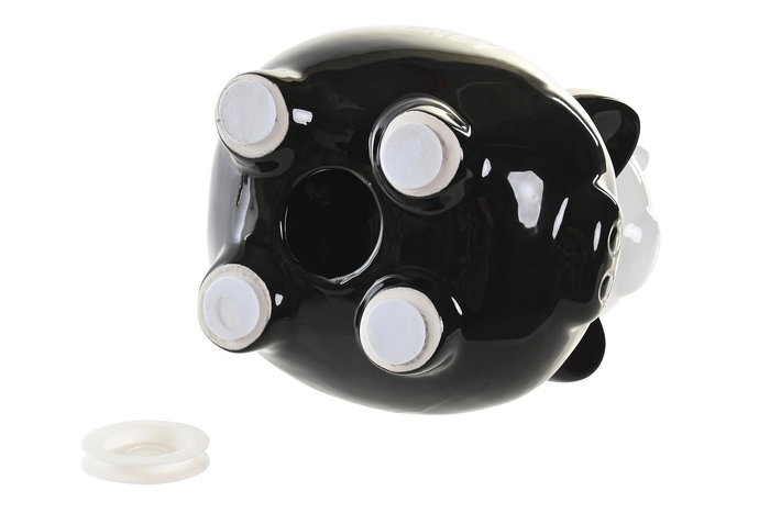 DKD Home Decor Hucha Cerdo Negro Blanco 13 x 21 x 15 cm