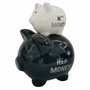 DKD Home Decor Figura de Cerdo en Negro y Blanco de Dolomita