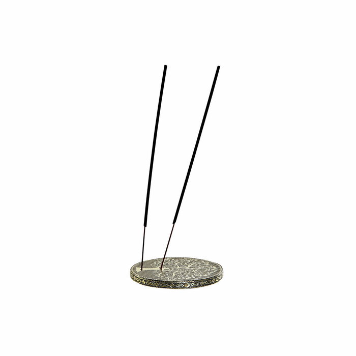 DKD Home Decor Soporte para Incienso Buddha Madera y Aluminio Champán