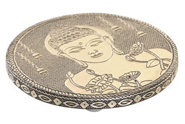 DKD Home Decor Soporte Incienso Arabe Gold Buddha Madera Aluminio Champan 10 x 10 x 1 cm