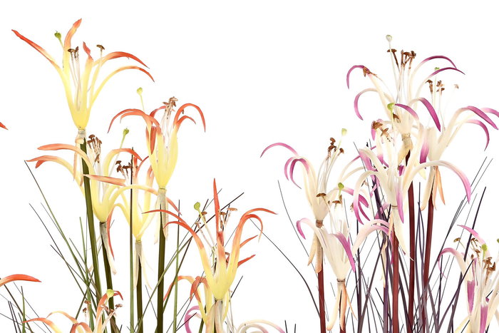 DKD Home Decor Planta Lirio Araña Naranja Burdeos Verde 35x35x114 cm (2 Unidades)