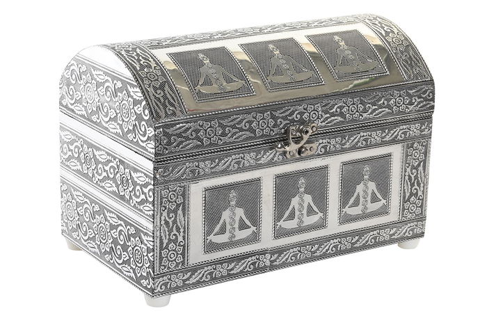 DKD Home Decor Joyero Arabe Plateado Verde Jade 15 x 18 x 25 cm Chakras