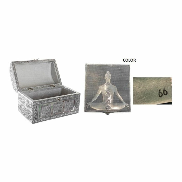 DKD Home Decor Joyero Chakras de Madera y Aluminio Plateado