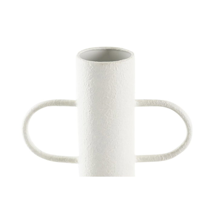 DKD Home Decor Jarrón Metal y Fibra Blanco y Natural 20x16x40 cm