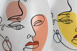 DKD Home Decor Jarrón Multicolor Blanco 22.5 x 29 x 22.5 cm (2 Unidades)