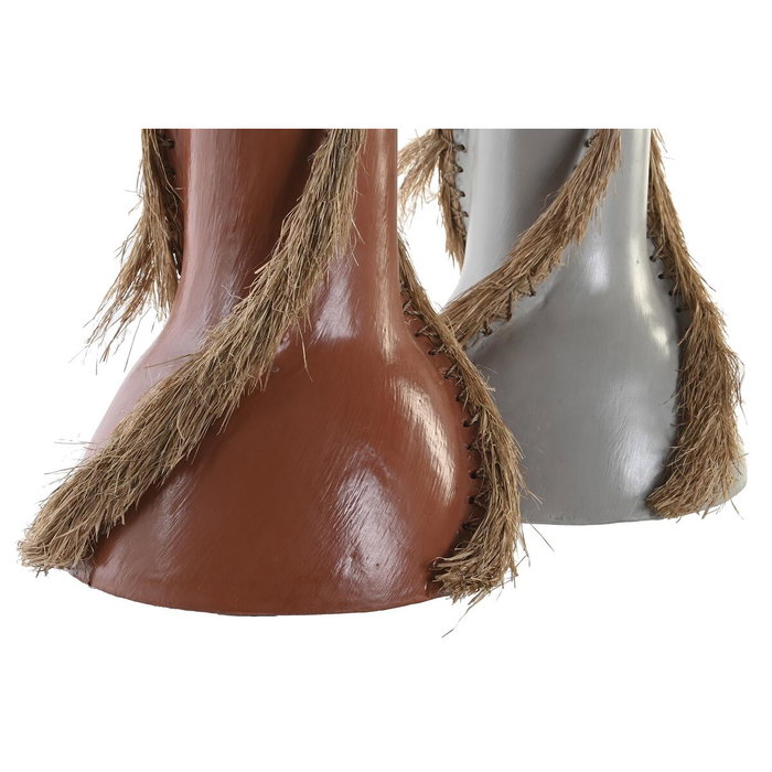 DKD Home Decor Set de 2 Jarrones de Bambú y Fibra Gris y Terracota