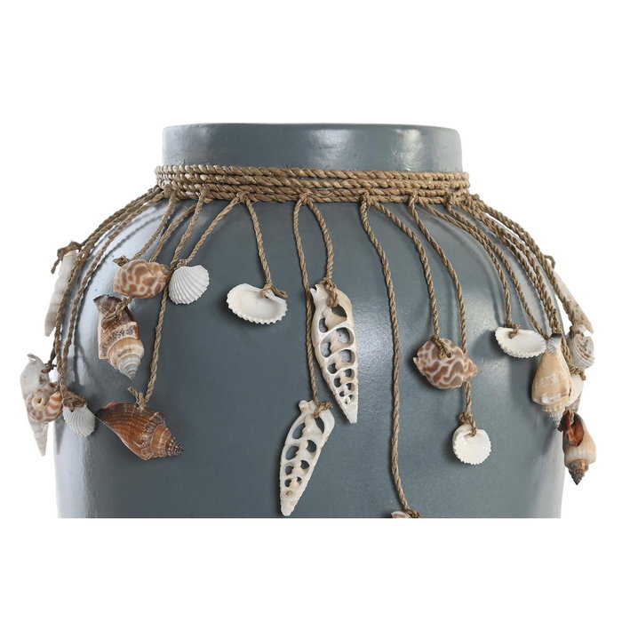 DKD Home Decor Set de 2 Jarrones de Bambú y Conchas Azul y Blanco DKD Home Decor Set de 2 Jarrones de Bambú y Conchas Azul y Blanco
