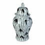 DKD Home Decor Tibor de Porcelana con Diseño de Hojas Blanco