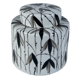 DKD Home Decor Tibor de Porcelana Hojas Blanco