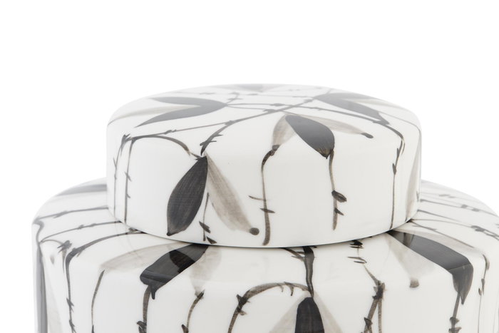 DKD Home Decor Tibor de Porcelana Hojas Blanco DKD Home Decor Tibor de Porcelana Hojas Blanco